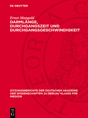 cover image of Darmlänge, Durchgangszeit und Durchgangsgeschwindigkeit
